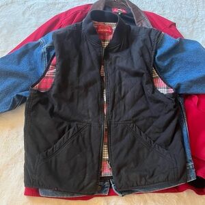 Black Quilted Vest with Blue Sleeves